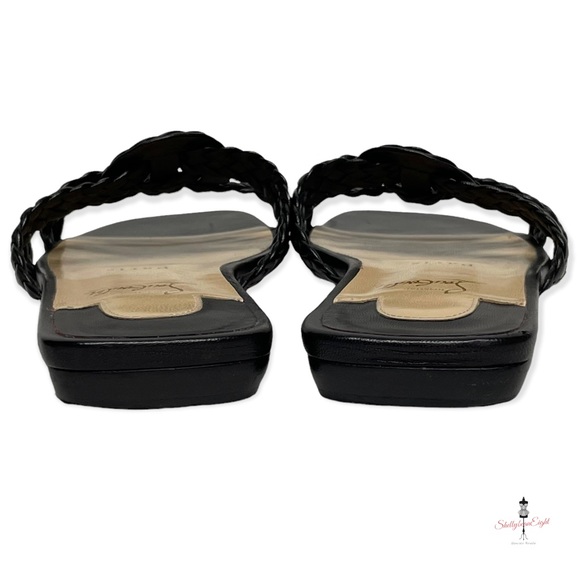 CHRISTIAN LOUBOUTIN Marilla Flats Woven Leather Slides Sandals Red Soles 38.5 - Picture 11 of 15